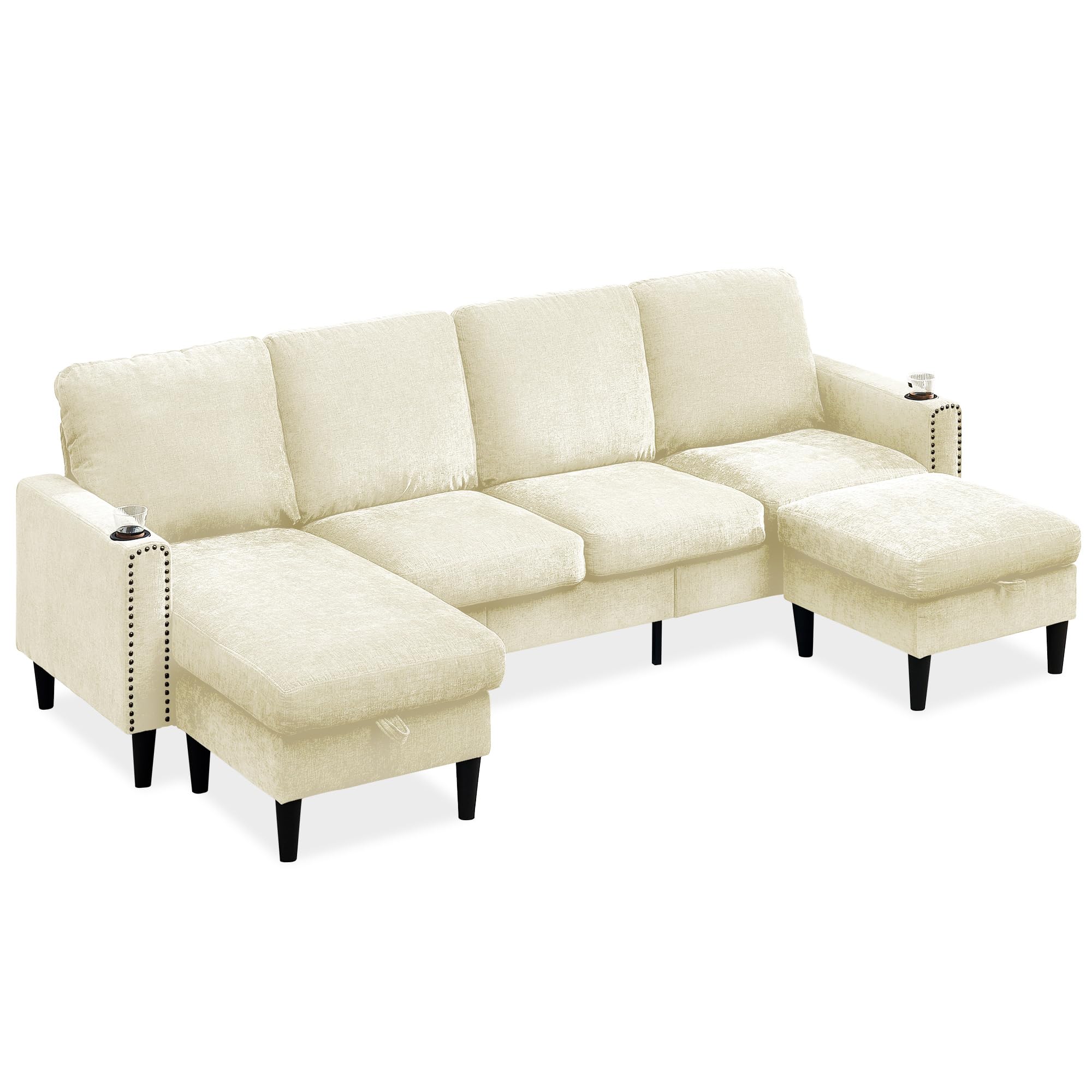 u♡ Amazon.com: Chenille Sectional Sofa, U Shaped Sofa Couch with High